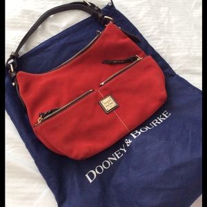Gorgeous red suede shoulder handbag